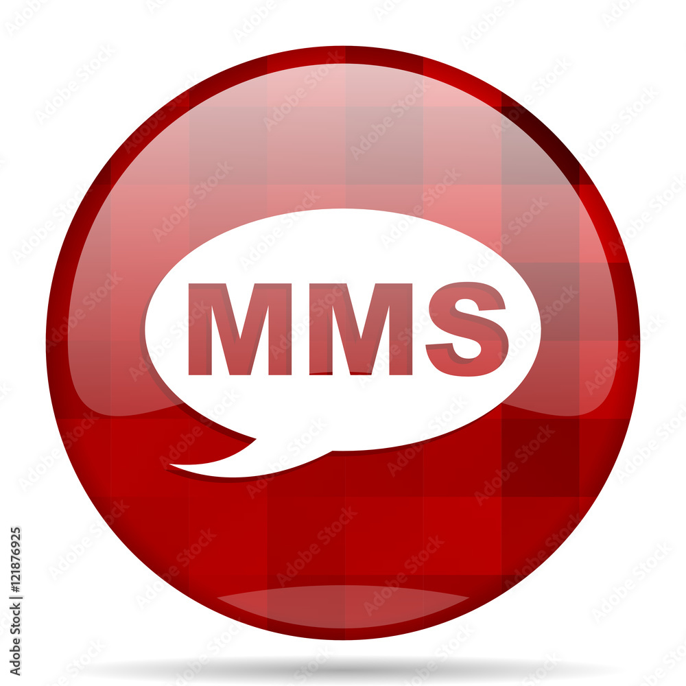Poster mms red round circle glossy modern design web icon