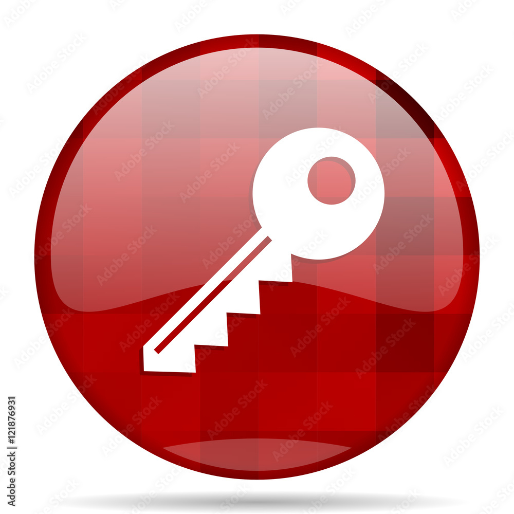 Poster key red round circle glossy modern design web icon