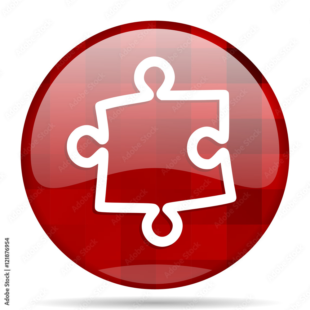 Poster puzzle red round circle glossy modern design web icon
