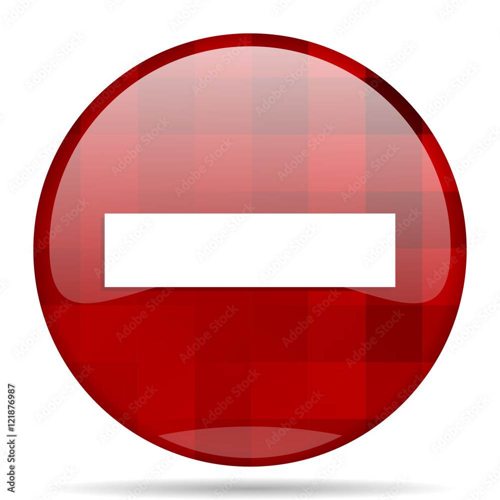 Poster minus red round circle glossy modern design web icon