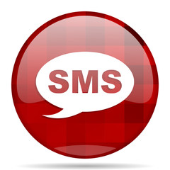 sms red round circle glossy modern design web icon
