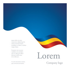 New brochure abstract design modular single pattern of wavy flag ribbon of Romania