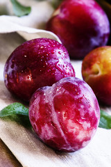 Red plum, selective focus