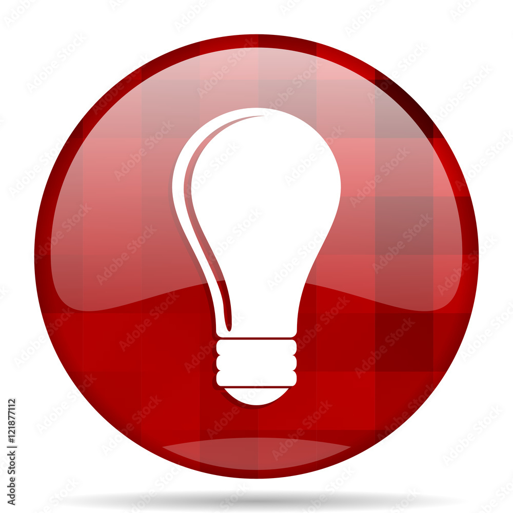 Poster bulb red round circle glossy modern design web icon