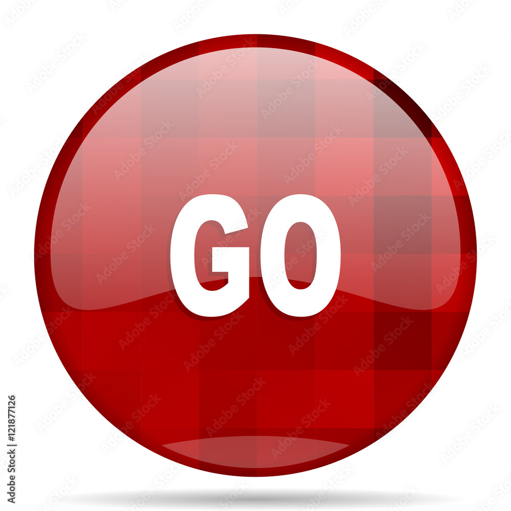 Poster go red round circle glossy modern design web icon