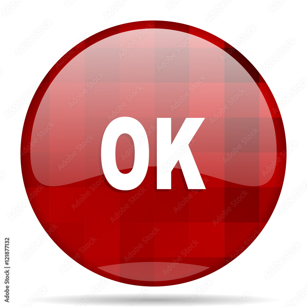 Poster ok red round circle glossy modern design web icon
