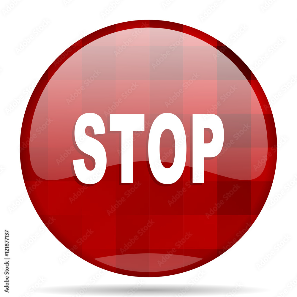Poster stop red round circle glossy modern design web icon