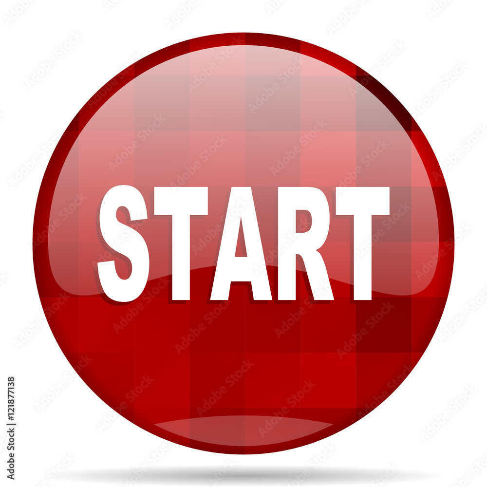 Poster start red round circle glossy modern design web icon