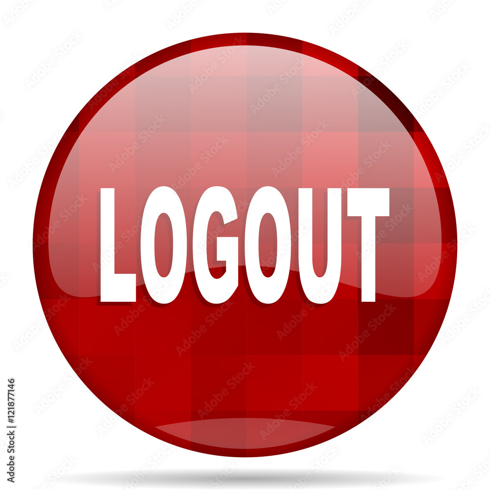 Poster logout red round circle glossy modern design web icon