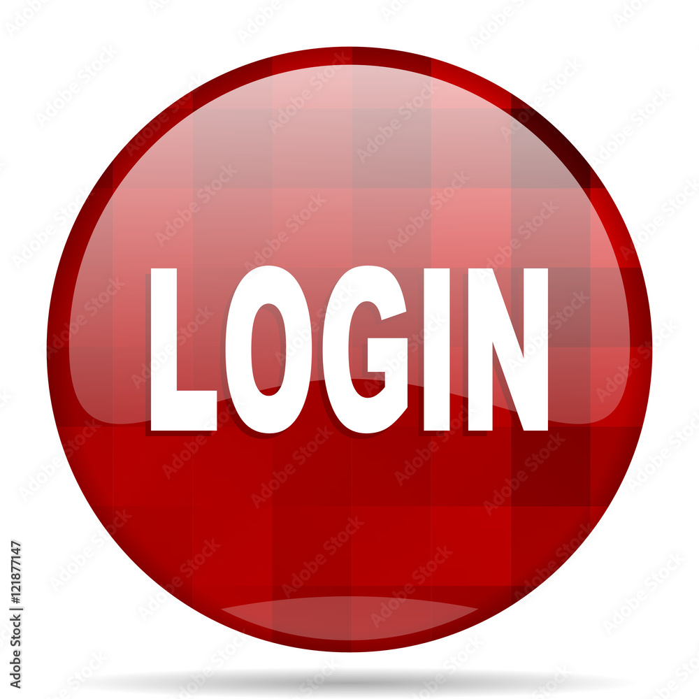 Poster login red round circle glossy modern design web icon