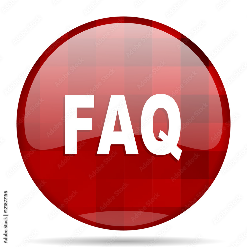 Poster faq red round circle glossy modern design web icon