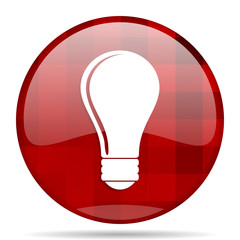 bulb red round circle glossy modern design web icon