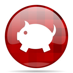 piggy bank red round circle glossy modern design web icon