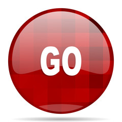 go red round circle glossy modern design web icon