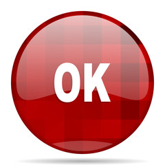 ok red round circle glossy modern design web icon