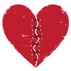 Broken heart with thread stitches vector illustration. - 121877536