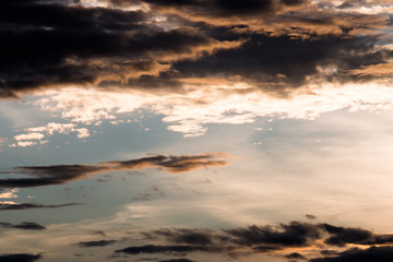 colorful dramatic sky with cloud at sunset