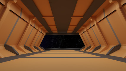 Sci-Fi corridor interior design.3D rendering