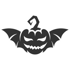 Pumpkin for Helloween with bat wings. Pumpkin vector logo