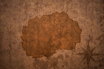 macedonia map on vintage crack paper background