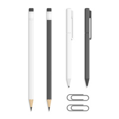 Realistic vector pencils and pen.