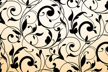 Black vintage ornament on white and cream gradient background