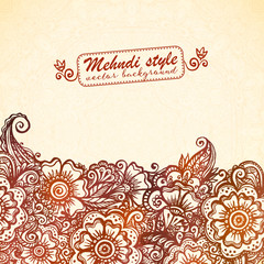 Vector vintage background in Indian henna mehndi style