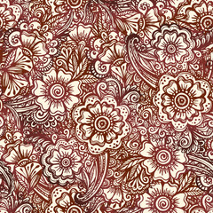 Vector seamless pattern in Indian henna mehndi style
