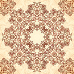 Indian mehndi henna tattoo style vector mandala seamless pattern
