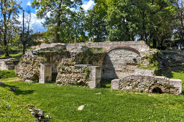 Fototapeta na wymiar Remains of the homes in the ancient Roman city of Diokletianopolis, town of Hisarya, Plovdiv Region, Bulgaria