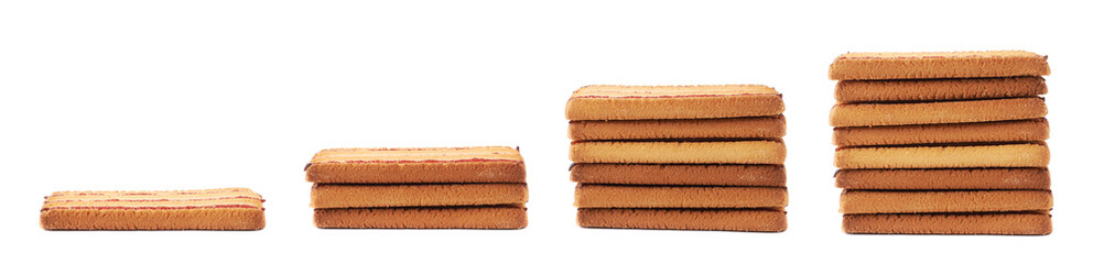 Stack of cookies isolated over the white background