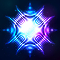 Abstract shining neon light vector sun shape