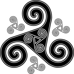 Black and white isloated vector celtic triskel symbol