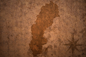 sweden map on vintage crack paper background