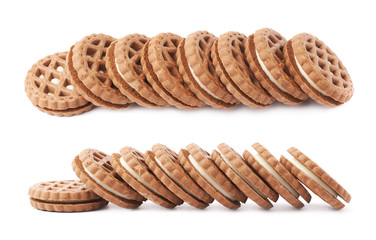 Line of cookies isolated over the white background