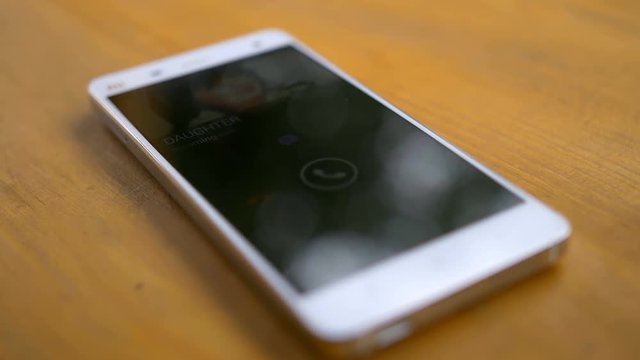Daughter is Calling on Mobile Phone, Close-up of Mobile Phone, Viber Call