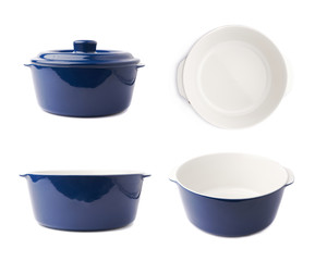 Ceramic pot pan isolated over white background