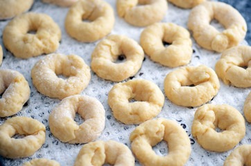 Home made donuts ready to be baked.