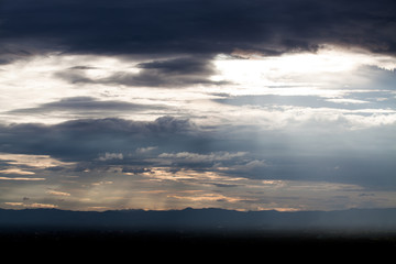 colorful dramatic sky with cloud at sunset