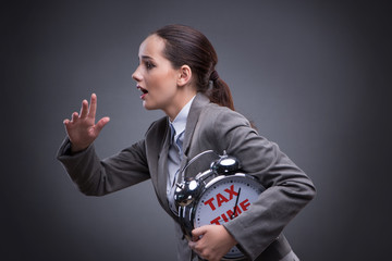 Businessman in late taxes payment concept