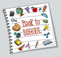 School stuffs on paper