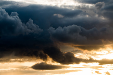 colorful dramatic sky with cloud at sunset