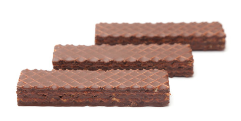 Chocolate Peanut Butter Wafer Cookies on a White Background