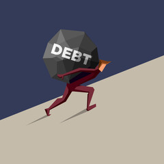 Man carries his debts uphill