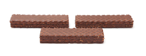 Chocolate Peanut Butter Wafer Cookies on a White Background