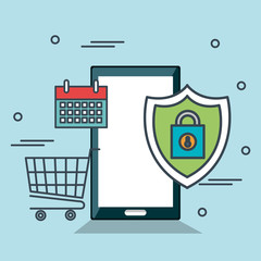 smartphone protection online security design vector illustration eps 10