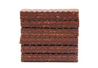 Chocolate Peanut Butter Wafer Cookies on a White Background