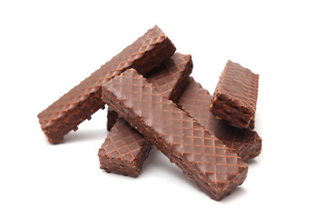 Chocolate Peanut Butter Wafer Cookies on a White Background