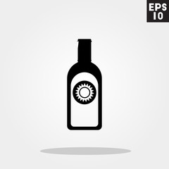 Bottle sunblock and lotion mosquito icon in trendy flat style isolated on grey background. Id card symbol for your design, logo, UI. Vector illustration, EPS10.