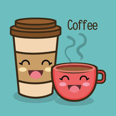 cartoon cup coffee facial expression graphic vector illustration eps 10